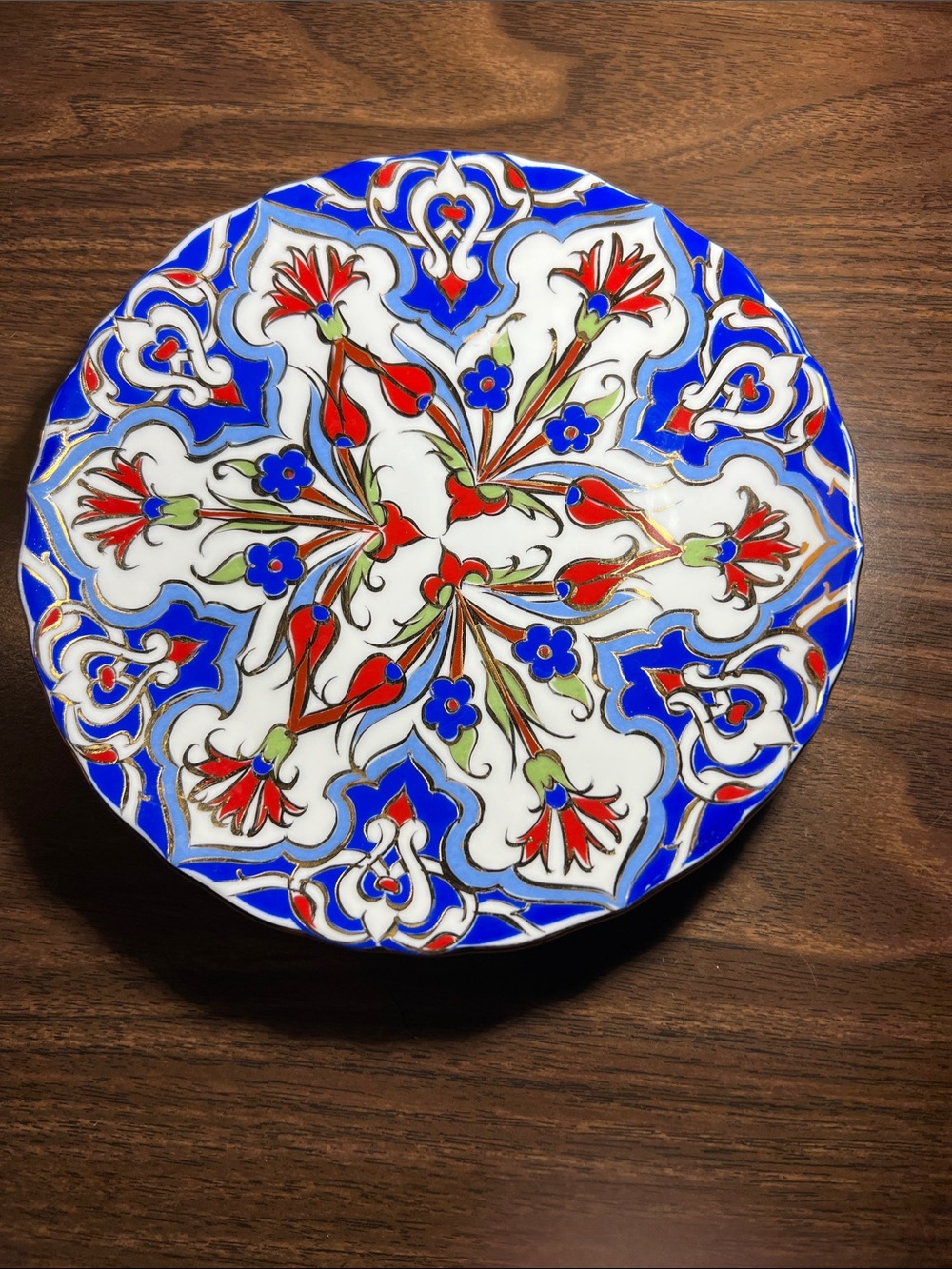 Gold Hand painted and signed porcelin plate made in Turkey